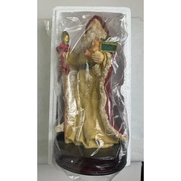 Vtg Musical Santa Figurine Wooden Base 12" Tall O Tannenbaum Wind Up Red Cape - Picture 10 of 16